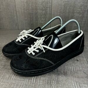 DR. DOC MARTENS Portobello Skull Head  Women's US 8/EU 39 Black Canvas Goth